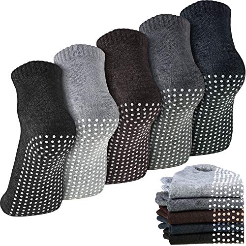Geyoga 5 Pairs Unisex Non Slip Socks Anti Skid Slipper Barre Socks for Yoga Pilates Barre Home Workout (Mixed Color) - Image 4