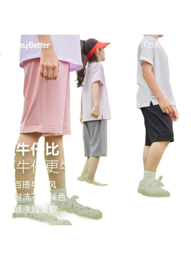 Heybetter Children'S Denim-Like Shorts, Moisture-Wicking Quick-Dry Soft Boys And Girls Sports Shorts, Reef (Gray) 100 - Image 1