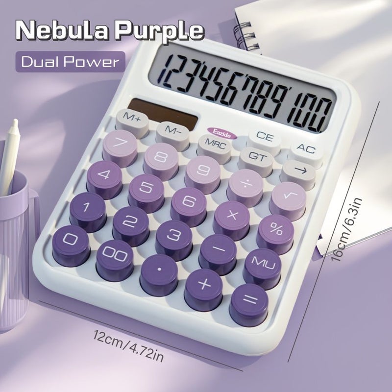 آلة حاسبة تعمل بالطاقة الشمسية نيبولا أكوا 12 رقماً شاشة كبيرة أزرار كبيرة هدية مكتبية للدراسة المالية سطح المكتب - Image 3