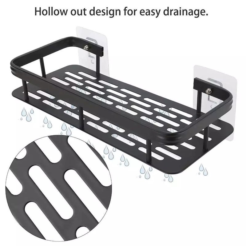 GALV Wall Mounted Punch Free Space Aluminum Bathroom Storage Shelf Adhesive Bathroom Kitchen Storage Organizer Racks - Image 3
