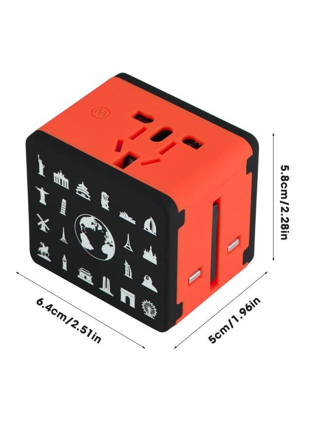 Thoraya US UK EU AU All in One Universal Plug Adapter Travel Wall Outlet Converter 4 USB Port Red  - Image 5