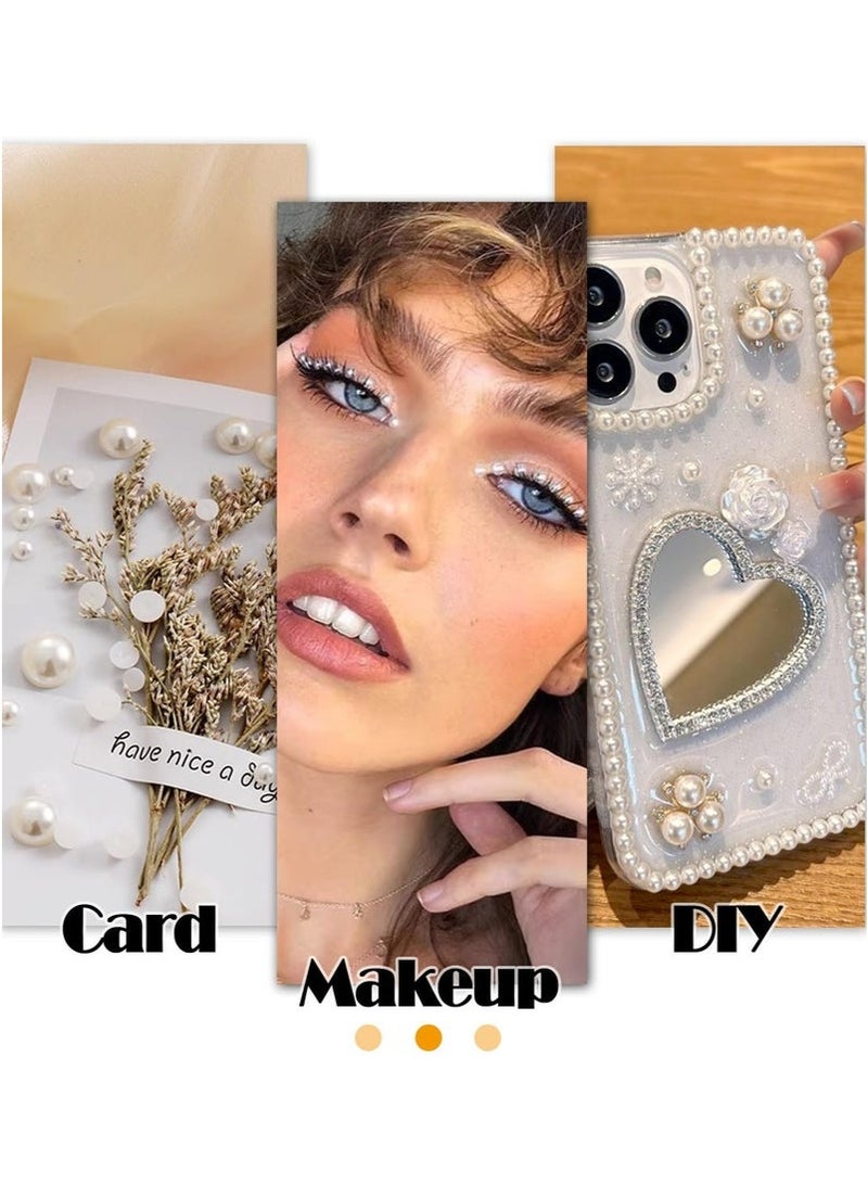 BONITO 3 Sheets 3D Self Adhesive White Pearl Body Eyeshadow Sticker, Women Nail Art Decoration Kids DIY Craft Accessories - Image 5