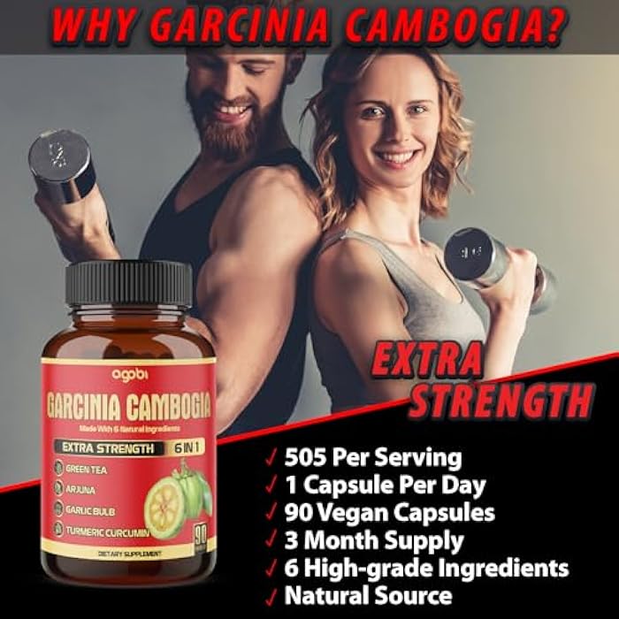 agobi Pure Garcinia Cambogia Capsules - 6in1 with Green Tea, Arjuna, Garlic Bulb, Turmeric & Black Pepper - 90 Counts - Image 5