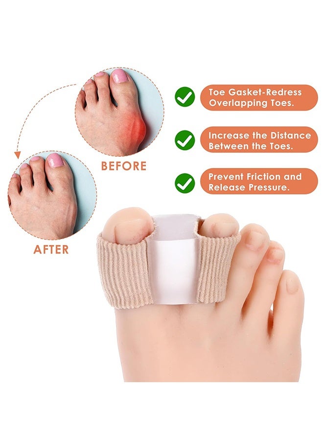 2PCS Gel Toe Separators Silicone Toe Spacers Fabric Lining Bunion Correctors Breathable Toe Straightener for Women Men Overlapping Toes Relieve Foot Pain(L) - Image 3