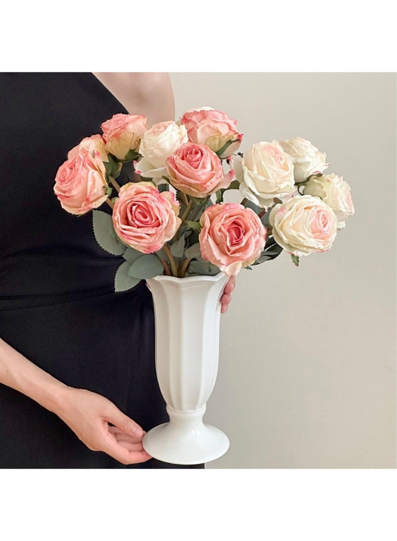 7 قطع ورد صناعي من الحرير الاصطناعي مع السيقان، باقة ورد صناعي، ورود عتيقة مزيفة، زهور جافة ليوم عيد الحب، لتزيين المنزل، مركز الطاولة، حفلات الزفاف، والديكور المبتكر - Image 4
