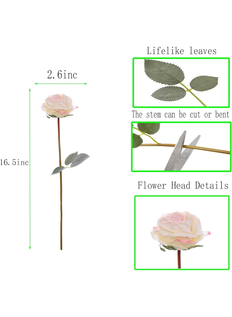 7 قطع ورد صناعي من الحرير الاصطناعي مع السيقان، باقة ورد صناعي، ورود عتيقة مزيفة، زهور جافة ليوم عيد الحب، لتزيين المنزل، مركز الطاولة، حفلات الزفاف، والديكور المبتكر - Image 2