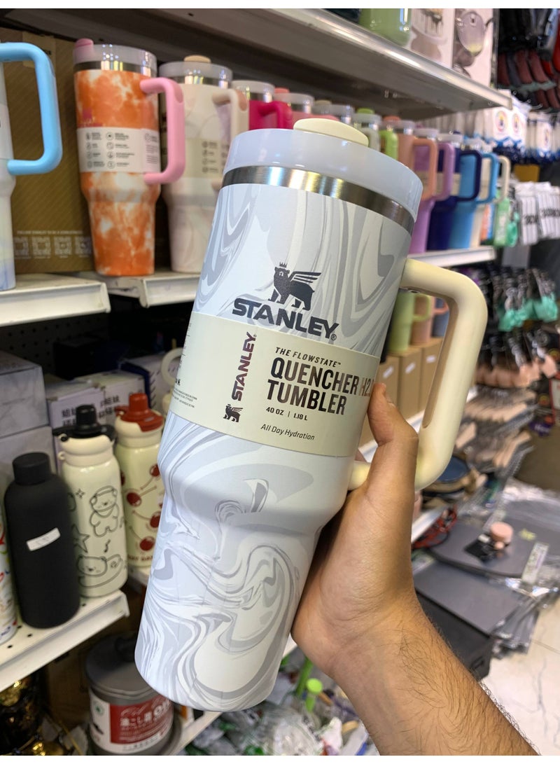 Stanley Marble Design (Trendy) Thermal Mug, 1.8L (1800ml) - Sealed, Keeps Hot & Cold with Handle & Straw - Image 4