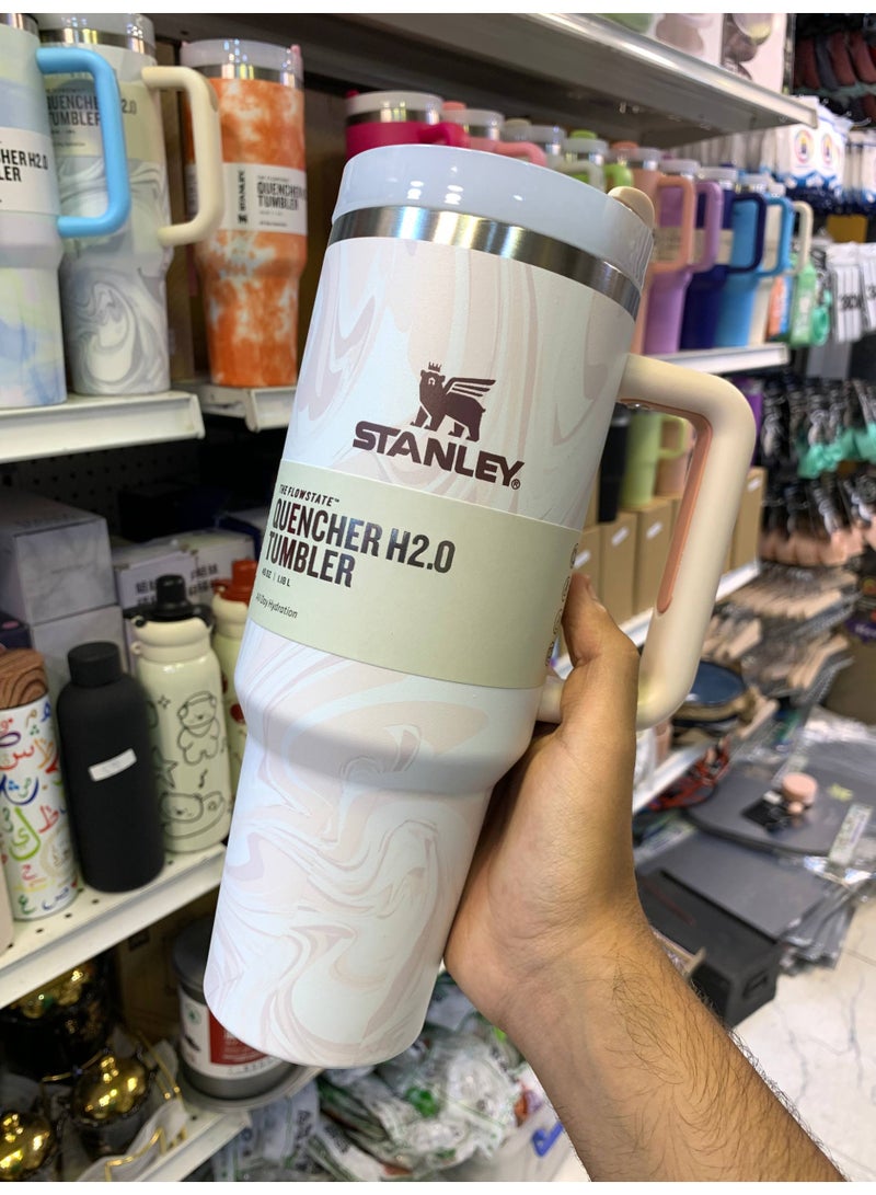 Stanley Marble Design (Trendy) Thermal Mug, 1.8L (1800ml) - Sealed, Keeps Hot & Cold with Handle & Straw - Image 5