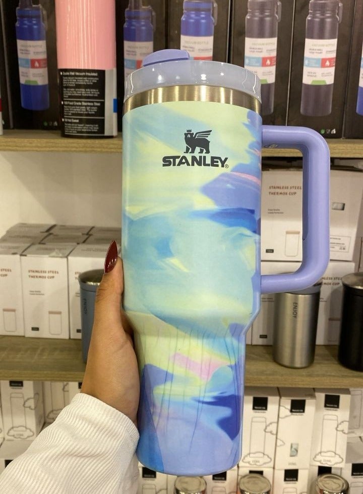 Stanley Marble Design (Trendy) Thermal Mug, 1.8L (1800ml) - Sealed, Keeps Hot & Cold with Handle & Straw - Image 1