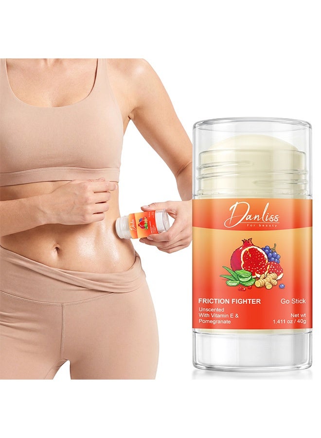 danliss Friction Fighter Go Stick, Unscented with Vitamin E & Pomegranate,For beauty, Sweat-Resistant Skin Protection Balm for Sports & Daily Use, 40g - Image 1