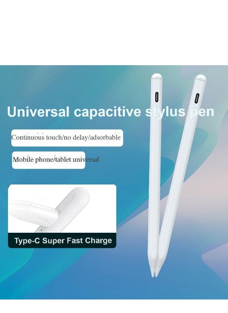 TecV - Universal Stylus Pen for Apple & Android Devices, Compatible with iPhones, iPads, Samsung, Huawei, Xiaomi, and More, Precision Writing, No Bluetooth or App Required, with 1 Pen Tip + Charging Cable + Manual – White - Image 1