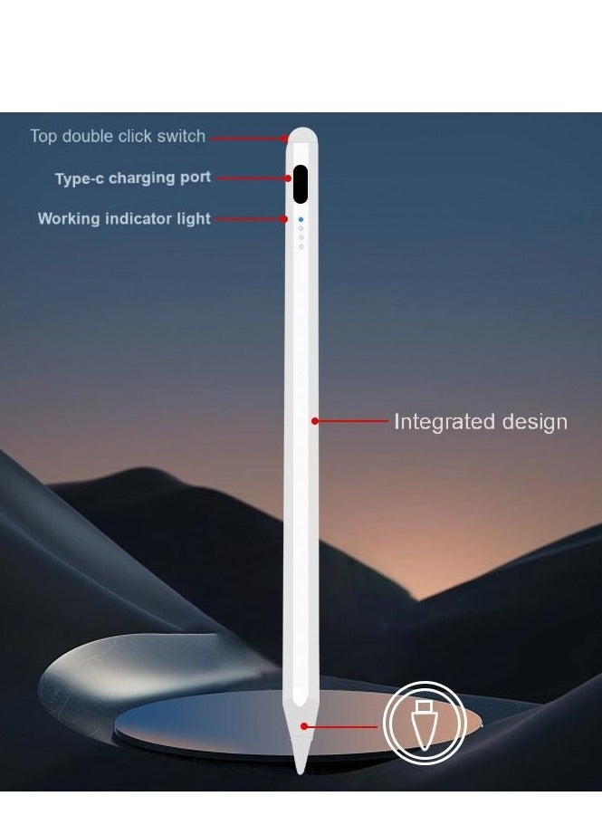 TecV - Universal Stylus Pen for Apple & Android Devices, Compatible with iPhones, iPads, Samsung, Huawei, Xiaomi, and More, Precision Writing, No Bluetooth or App Required, with 1 Pen Tip + Charging Cable + Manual – White - Image 1