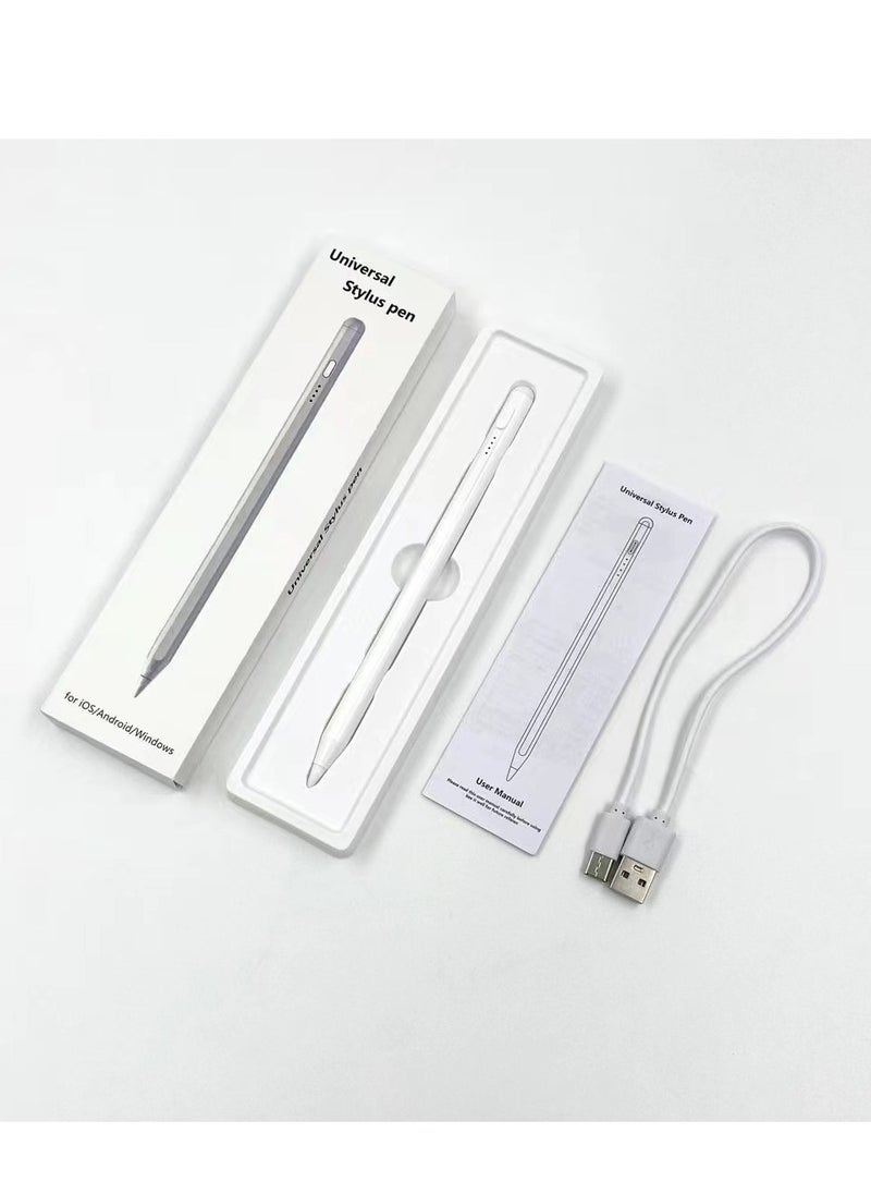 TecV - Universal Stylus Pen for Apple & Android Devices, Compatible with iPhones, iPads, Samsung, Huawei, Xiaomi, and More, Precision Writing, No Bluetooth or App Required, with 1 Pen Tip + Charging Cable + Manual – White - Image 1
