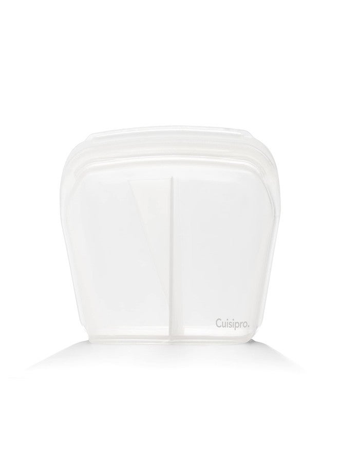 Cuisipro Reusable Stand-up Silicone Bag with Divider Stand Up, 44oz, 8.5 x 6.1inch, Clear - Image 1