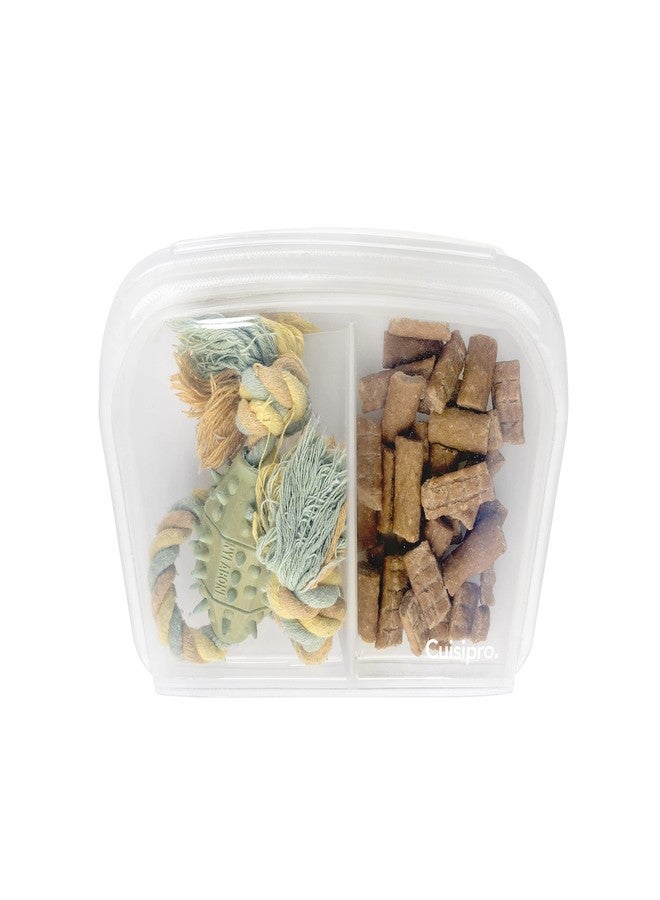 Cuisipro Reusable Stand-up Silicone Bag with Divider Stand Up, 44oz, 8.5 x 6.1inch, Clear - Image 2