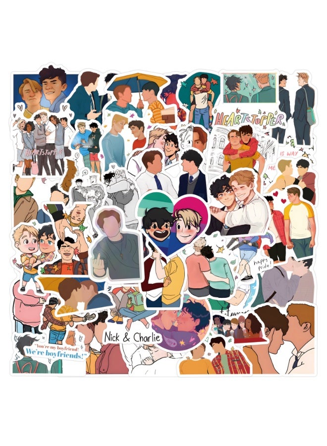 NIBEMINENT 55 Pcs Heartstoppe Deco Kit Waterproof Stickers, High Definition Printing Bright Colors, Suitable for Laptop Skateboard Luggage Water Bottle Guitar DIY - Image 2