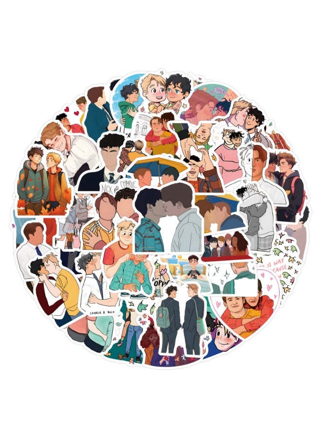 NIBEMINENT 55 Pcs Heartstoppe Deco Kit Waterproof Stickers, High Definition Printing Bright Colors, Suitable for Laptop Skateboard Luggage Water Bottle Guitar DIY - Image 1