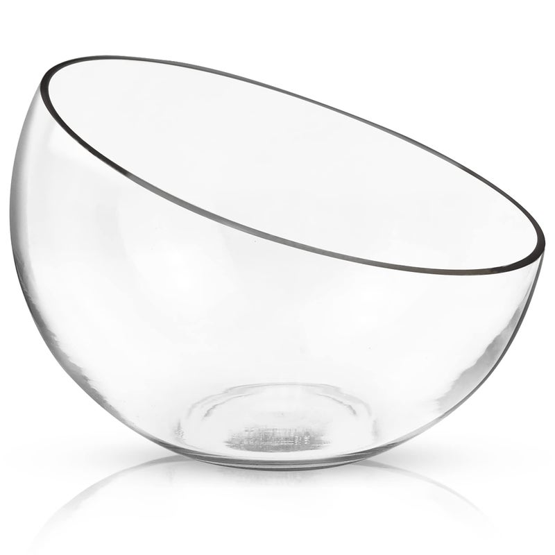 Royal Imports Clear Glass Slant Cut Tilted Angled Bubble Ball Decorative Serving Bowl For Buffet Centerpiece Plant Terrarium Flower Vase Snack Salad fruit Candy Dish