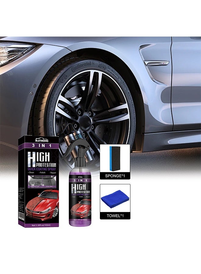 RAYHONG Quick Coating Spray 3 In 1 Ceramic Car Coating Spray High Protection Car Shield Coating, Car Wax Polish Spray, Car Nano Cleaner, Car Exterior Restorer & Parts Refurbish Agent (100ML) - Image 2
