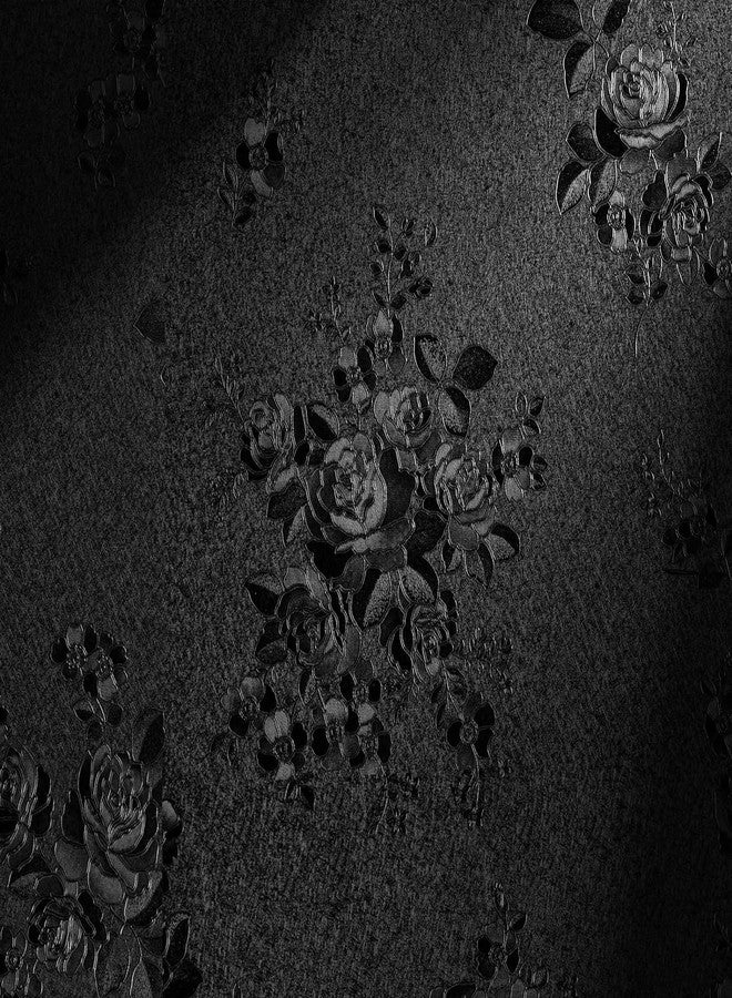 Erfoni Black Wallpaper Peel and Stick Wallpaper Black Floral Embossed Contact Paper 17.7inch×118.1inch Removable Textured Flower Wallpaper Self Adhesive Thicken Countertops Cabinets Contact Paper - Image 1
