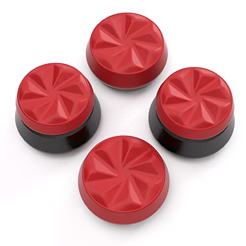 PlayVital FPS Thumbstick Extenders for PS5 Controller, 2 High + 2 Mid Concave Thumb Grips, Thumbs Pro Hurricane Joystick Caps for FPS Games - Scarlet Red & Black - Image 2