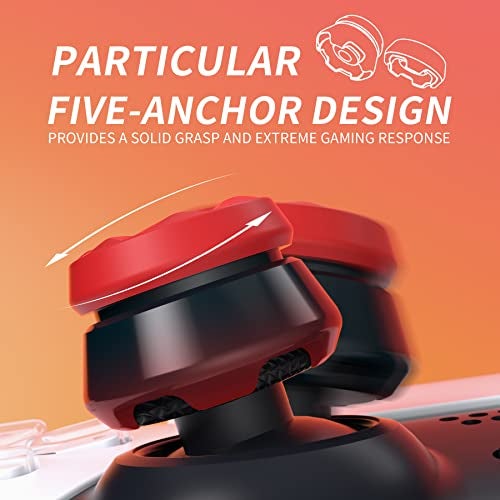 PlayVital FPS Thumbstick Extenders for PS5 Controller, 2 High + 2 Mid Concave Thumb Grips, Thumbs Pro Hurricane Joystick Caps for FPS Games - Scarlet Red & Black - Image 5