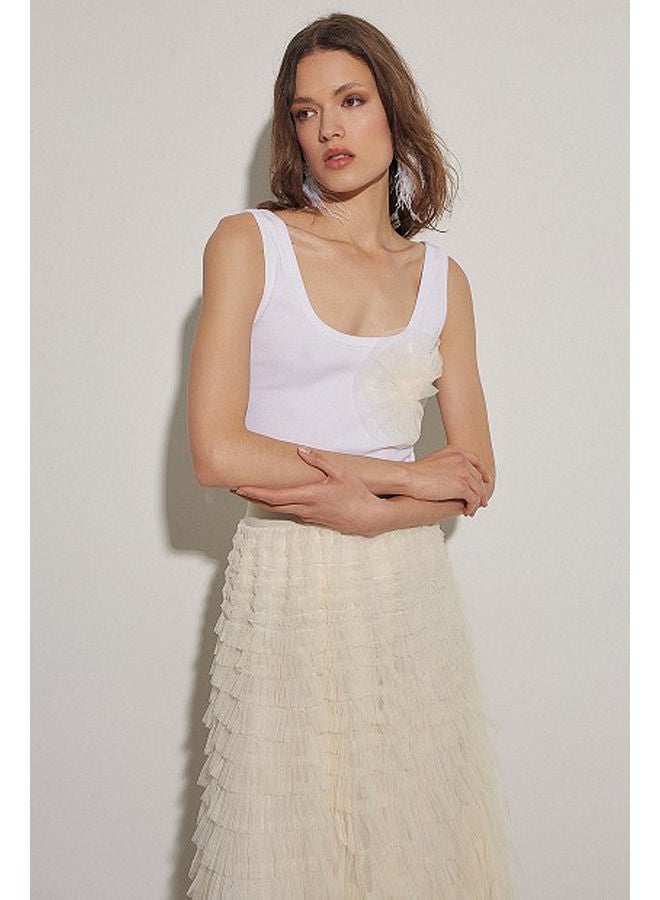 BSB Ribbed blouse with tulle design - Image 2