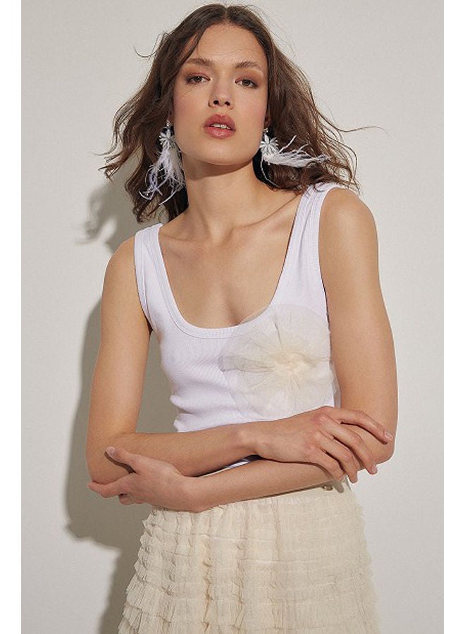 BSB Ribbed blouse with tulle design - Image 4