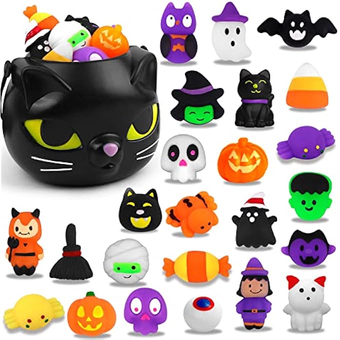 YUJUN Halloween Cauldron with 24 Squeeze Toys - Image 1