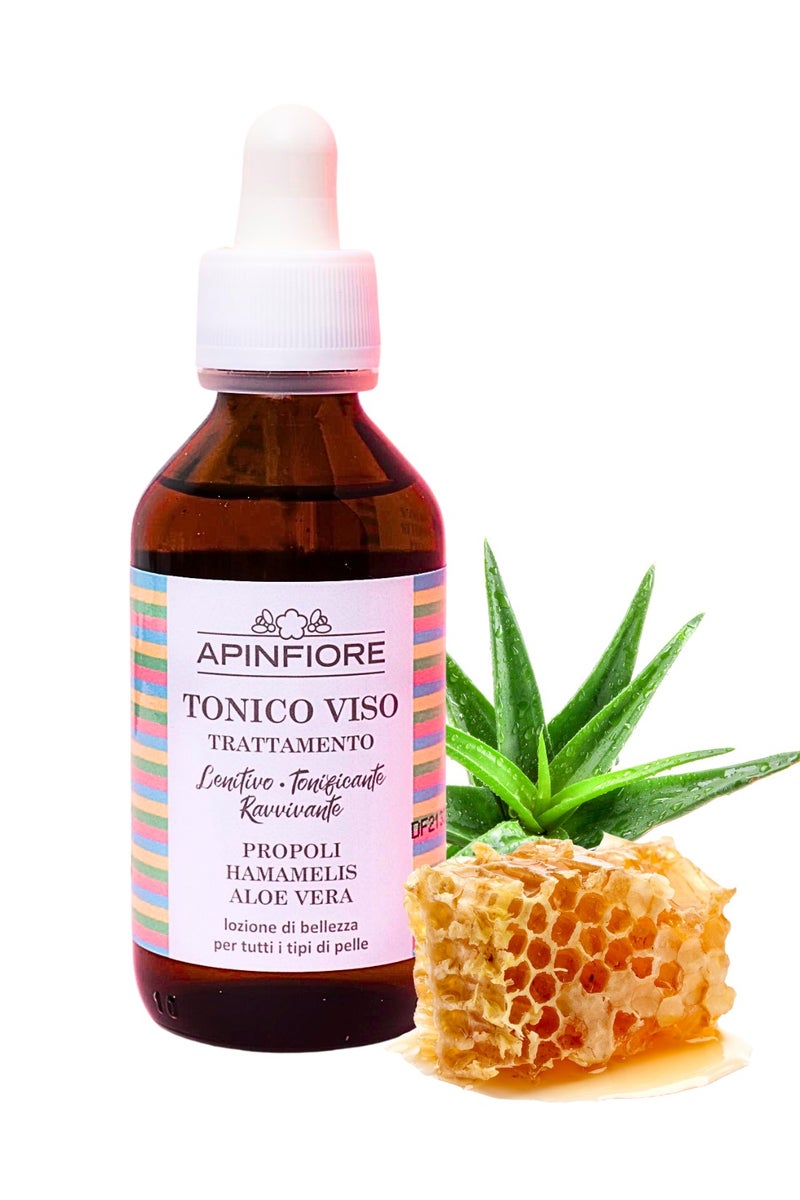 APINFIORE Organic Face Toning Lotion with Aloe Vera & Propolis – Hydrating, Gentle & Reviving Formula – For Sensitive, Irritated & Rosacea-Prone Skin – Alcohol-Free – 100ml  - Image 1