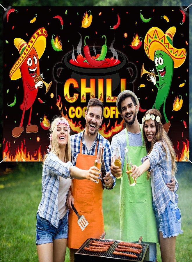 Panelee Chili Cook off Decorations 73 x 43 Inch Chili Cook off Banner Photograph Backdrop Background Mexican Fiesta Cooking Party Decorations Supplies - Image 5