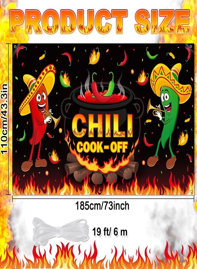 Panelee Chili Cook off Decorations 73 x 43 Inch Chili Cook off Banner Photograph Backdrop Background Mexican Fiesta Cooking Party Decorations Supplies - Image 2