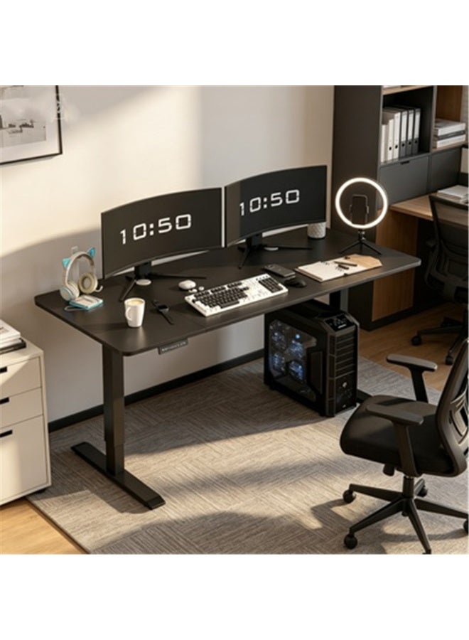 Electric Standing Desk, Height Adjustable Computer Table with Child Lock, Ergonomic Design Home Office Standing Table Desk with Metal Bracket and Wooden Top (140 x 60 cm, Black) - Image 3