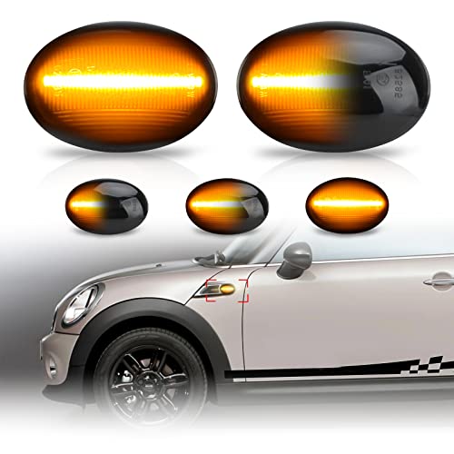 Bestview Side Marker Light Assembly Compatible for MINI Cooper R55 R56 R57 R58 R59 2006-2015, Sequential Blink Amber Turn Signal Lights Smoked Lens 2PCS - Image 1