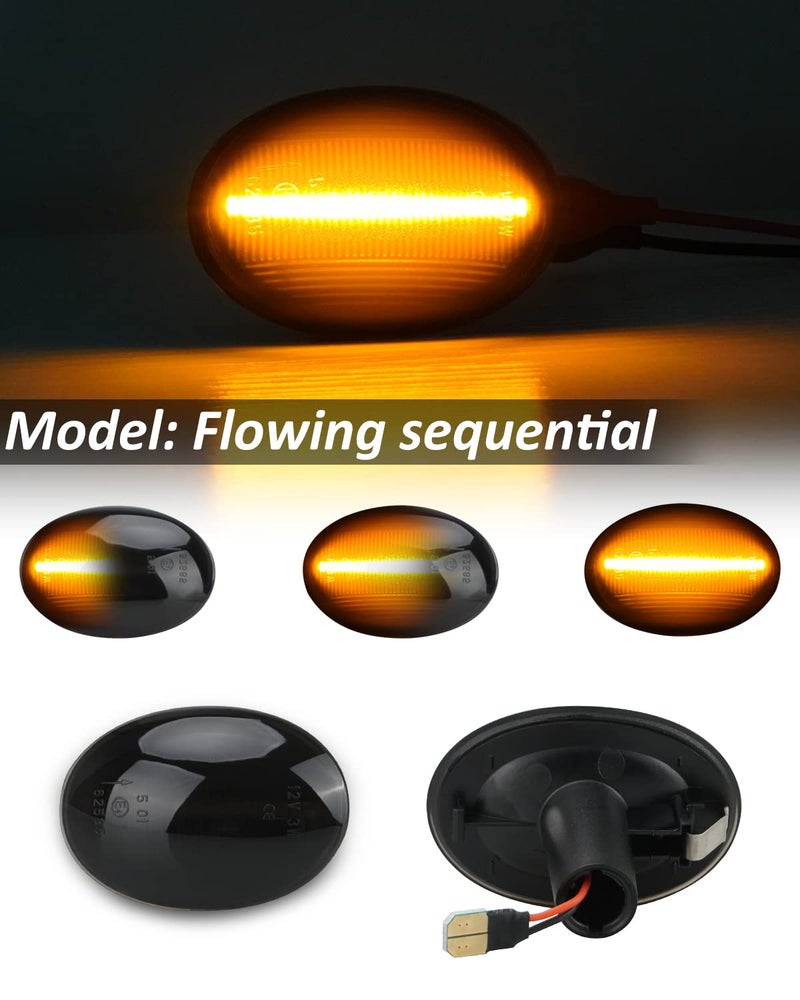 Bestview Side Marker Light Assembly Compatible for MINI Cooper R55 R56 R57 R58 R59 2006-2015, Sequential Blink Amber Turn Signal Lights Smoked Lens 2PCS - Image 4