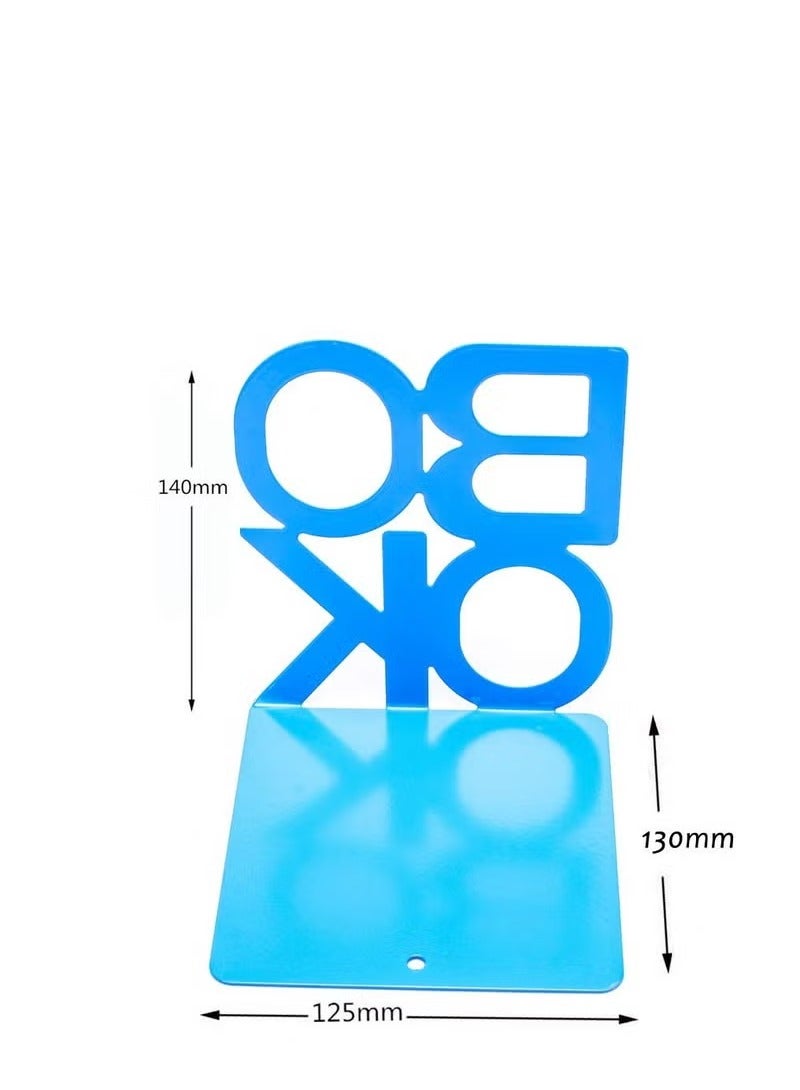 كيلا حامل كتب معدني مزخرف، حامل كتب معدني مزخرف لمكتب الكتب، تصميم فريد من نوعه، حامل رف كتب، ديكور منزلي، حامل كتب معدني متين، زوج واحد (أزرق) - Image 4