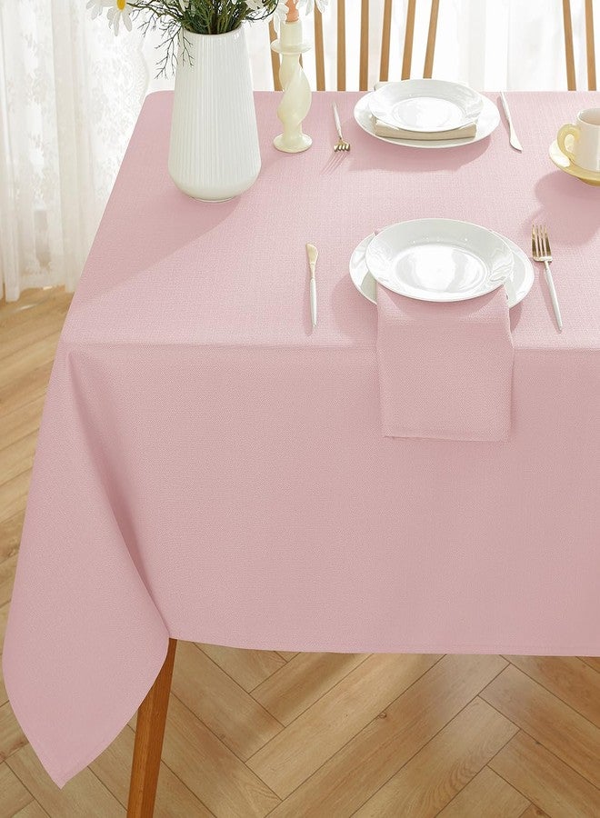 SASTYBALE Rectangle Textured Tablecloth Waterproof Washable Natural Faux Linen Burlap Table Cloth, Fabric Table Cover for Dining, Party, Wedding, Holiday(60 x 102 Inch Rectangular, Pink) - Image 2