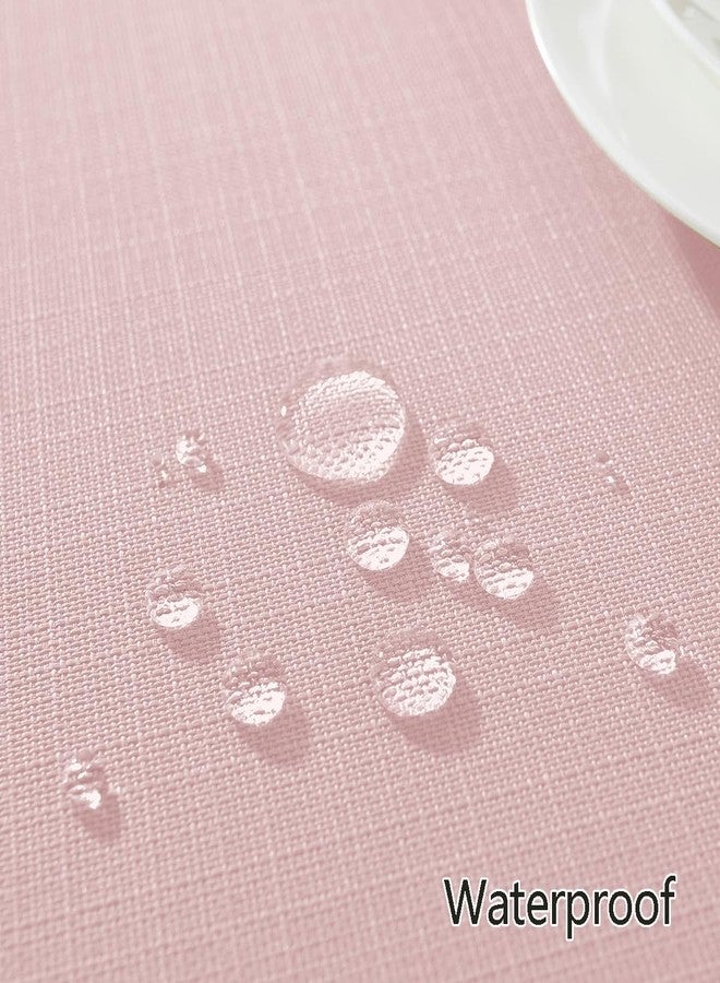 SASTYBALE Rectangle Textured Tablecloth Waterproof Washable Natural Faux Linen Burlap Table Cloth, Fabric Table Cover for Dining, Party, Wedding, Holiday(60 x 102 Inch Rectangular, Pink) - Image 5