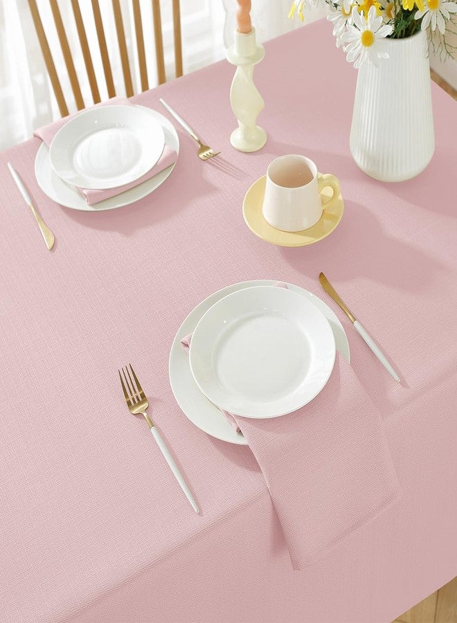 SASTYBALE Rectangle Textured Tablecloth Waterproof Washable Natural Faux Linen Burlap Table Cloth, Fabric Table Cover for Dining, Party, Wedding, Holiday(60 x 102 Inch Rectangular, Pink) - Image 3