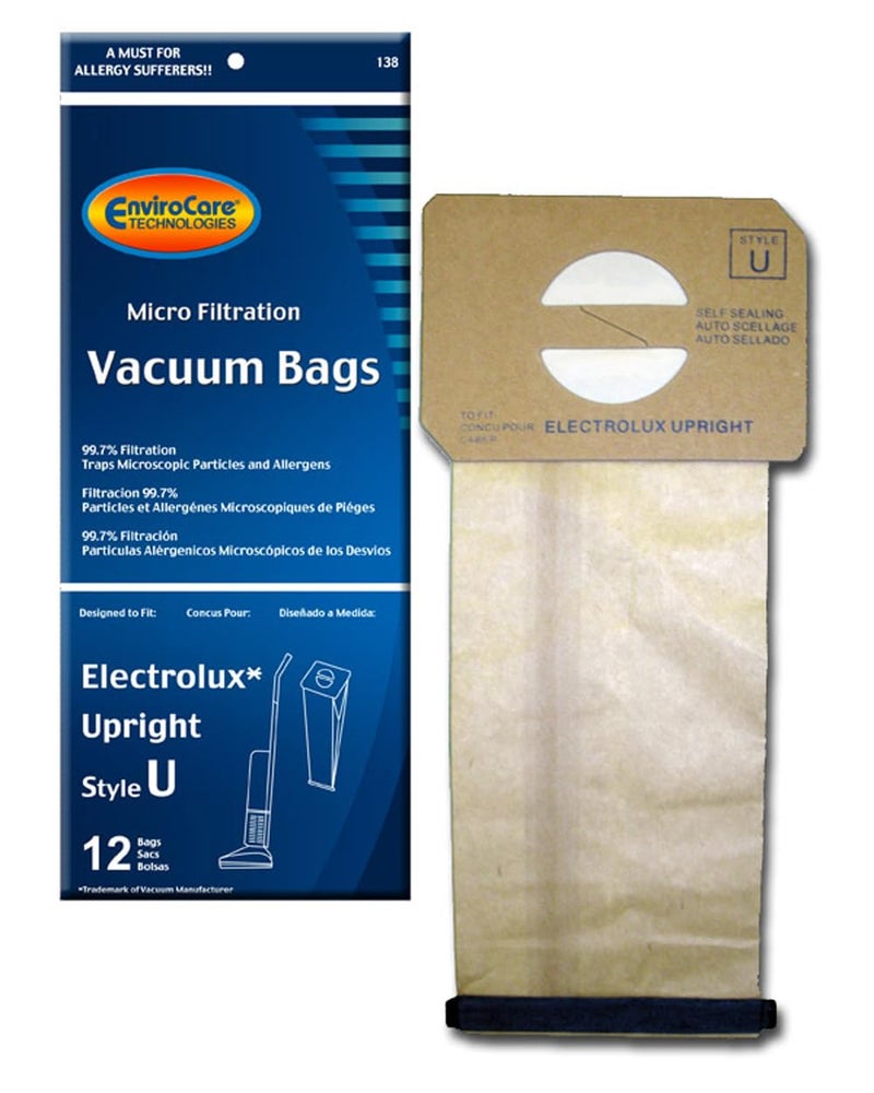 EnviroCare Replacement Micro Filtration Vacuum Cleaner Dust Bags made to fit Electrolux Upright Style U and ProTeam Prolux, ProCare & ProForce Uprights 12 pack - Image 1