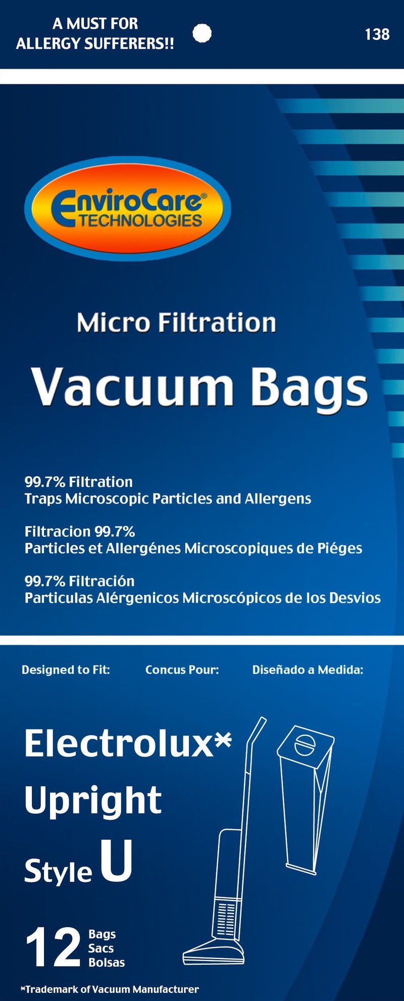 EnviroCare Replacement Micro Filtration Vacuum Cleaner Dust Bags made to fit Electrolux Upright Style U and ProTeam Prolux, ProCare & ProForce Uprights 12 pack - Image 2