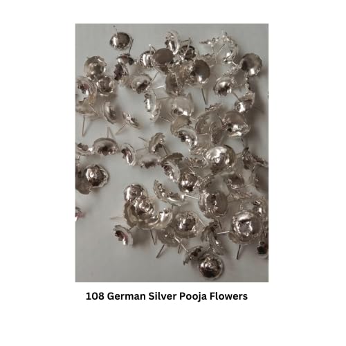 Generic PurpleBliss Lotus Flower Archana, 108 Silver and Gold Pooja Flowers, Set of 108 Metal Lotus Flower in Gold and Silver Plating, Weight: 50gms (Silver)  - Image 3