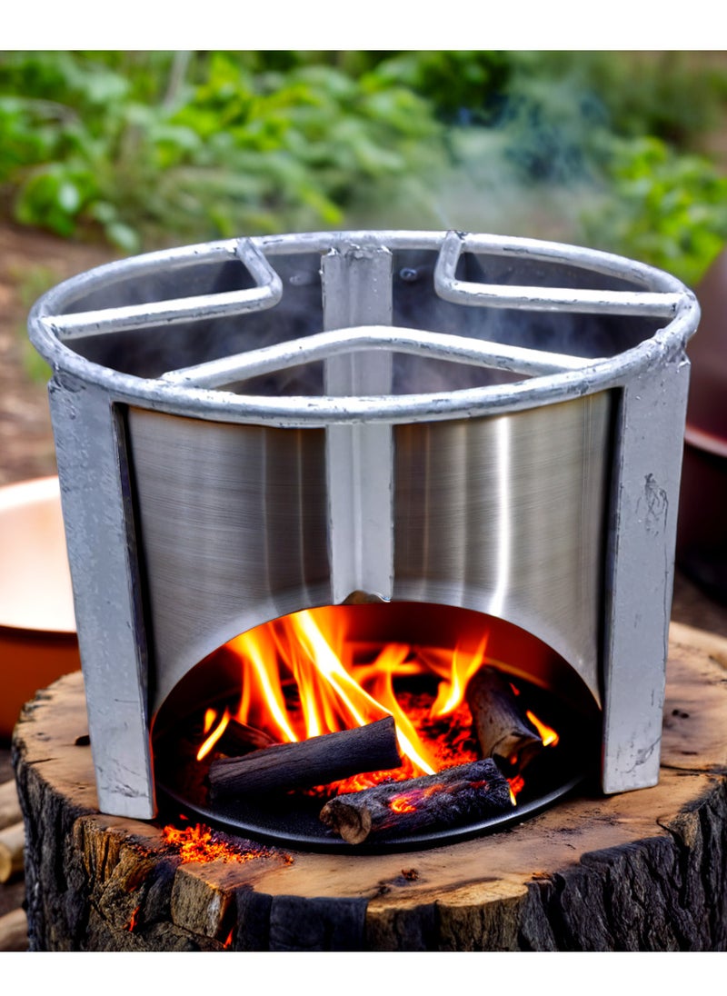 GO2CAMPS GO2CAMPS Heavy Quality Metal Firewood Log Steel Burner- X Large - (30 cm x 38 cm Hight ) | BBQ Firewood Cooking Stand Campfire Cooking Stand, Outdoor Camping Grill Stand for Firewood Burning, Backyard, Barbeque and Camp Cooking | High-Quality Metal Firewood Log Steel Burner for Camping and Fire Pit Cooking – Sturdy Outdoor Grill Stand for Campfire Cooking  - Image 5