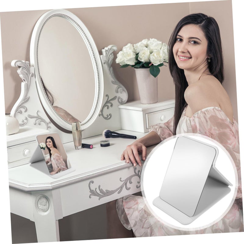 Portable Table Makeup Mirror with Stable Base Easy to Clean Elegant Design White 8 1L x 6 1W - Image 4