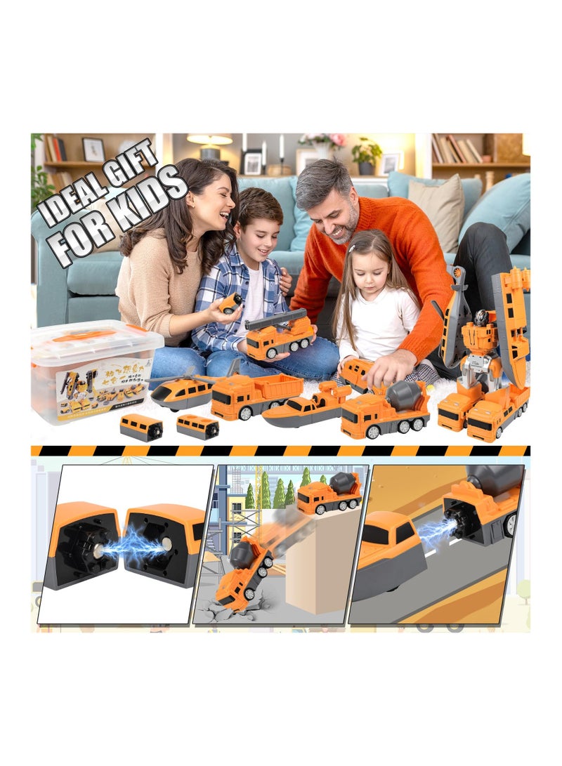 SYOSI Magnetic Transformers Engineering Car Toys, 21pcs Magnetic Car Toys, Magnetic Building Blocks Tiles, Transformer Robot Car Toy, Transformer Magnetic Robot Toy Gifts for Boys Girls Kids Ages 3+ - Image 5