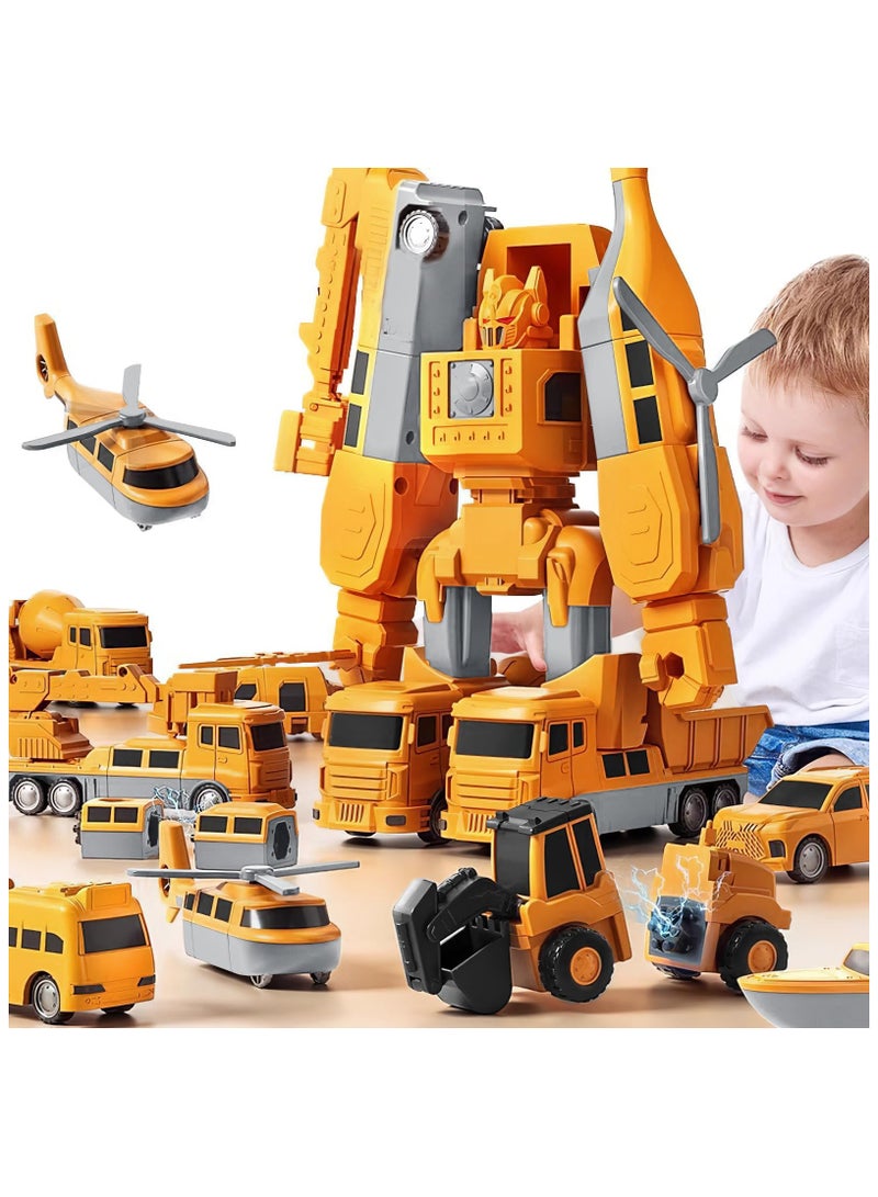 SYOSI Magnetic Transformers Engineering Car Toys, 21pcs Magnetic Car Toys, Magnetic Building Blocks Tiles, Transformer Robot Car Toy, Transformer Magnetic Robot Toy Gifts for Boys Girls Kids Ages 3+ - Image 1