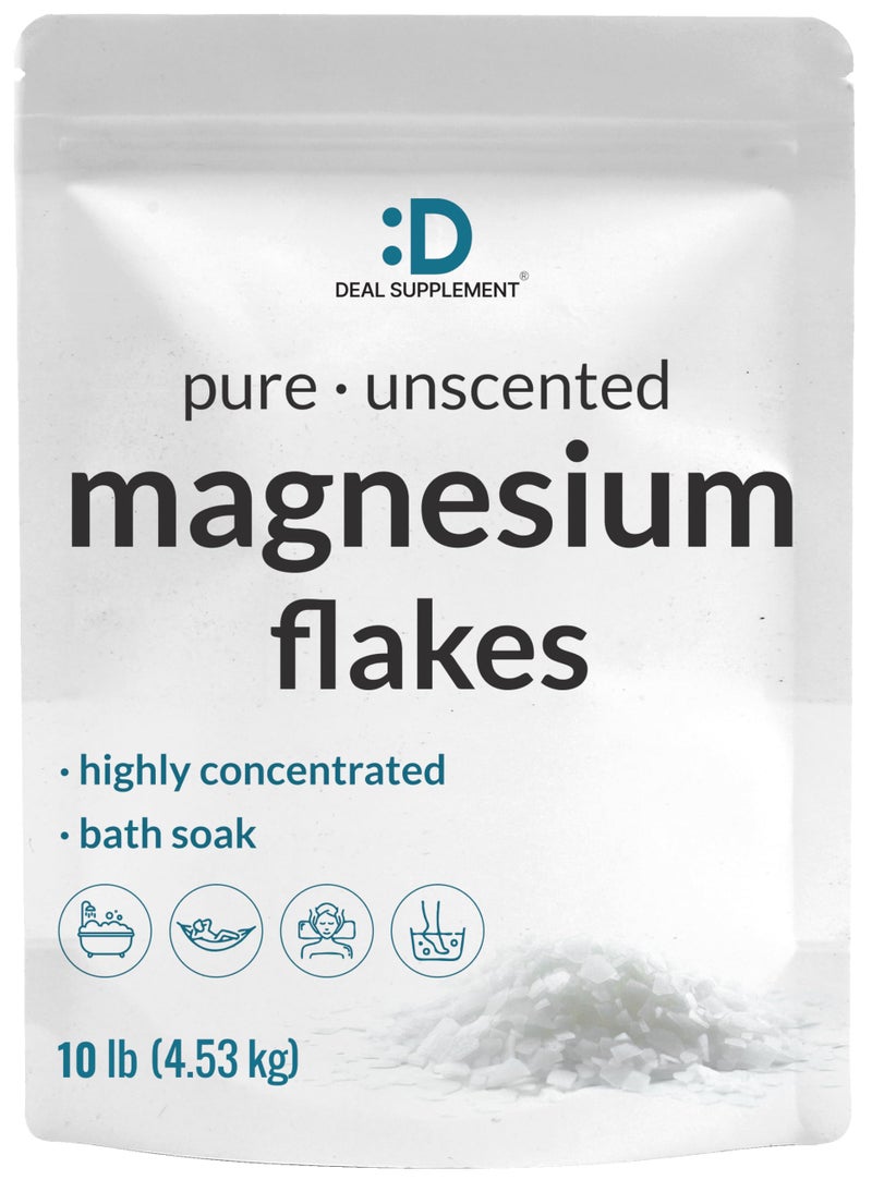 DEAL SUPPLEMENT Pure Magnesium Flakes Bath Soaks, 10lbs - Natural Epsom Salt Substitute | High-Absorption Magnesium Chloride Flakes | Hydrates Skin & Promotes Relaxation - Image 1