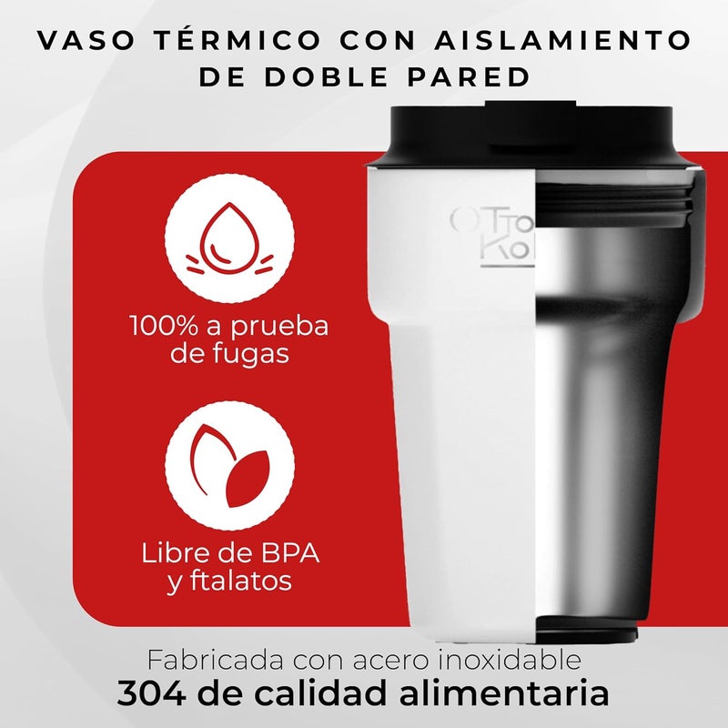 Otto Koning Thermal Mug 350 ml, Coffee Mug to Go with Leak-proof Lid, Reusable Coffee Cups for Travel, Stainless Steel Coffee Cup for Hot and Cold Coffee Water and Tea - Image 5