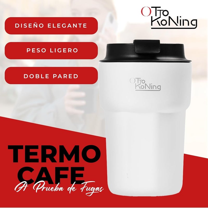 Otto Koning Thermal Mug 350 ml, Coffee Mug to Go with Leak-proof Lid, Reusable Coffee Cups for Travel, Stainless Steel Coffee Cup for Hot and Cold Coffee Water and Tea - Image 3