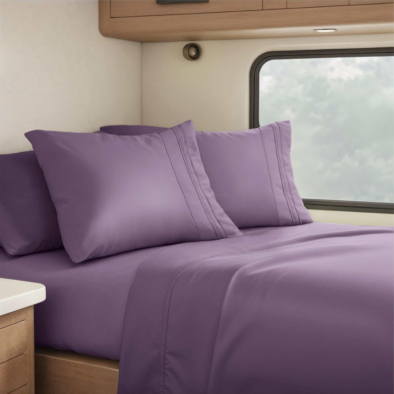 Clara Clark Clara Clark RV Queen Sheets 6 Piece RV Sheets Set  Hotel Luxury Sheets for RV Bunks Super Soft Bedding Set Short QueenEggplant Purple 